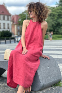 Kleid 100% Leinenhalfter