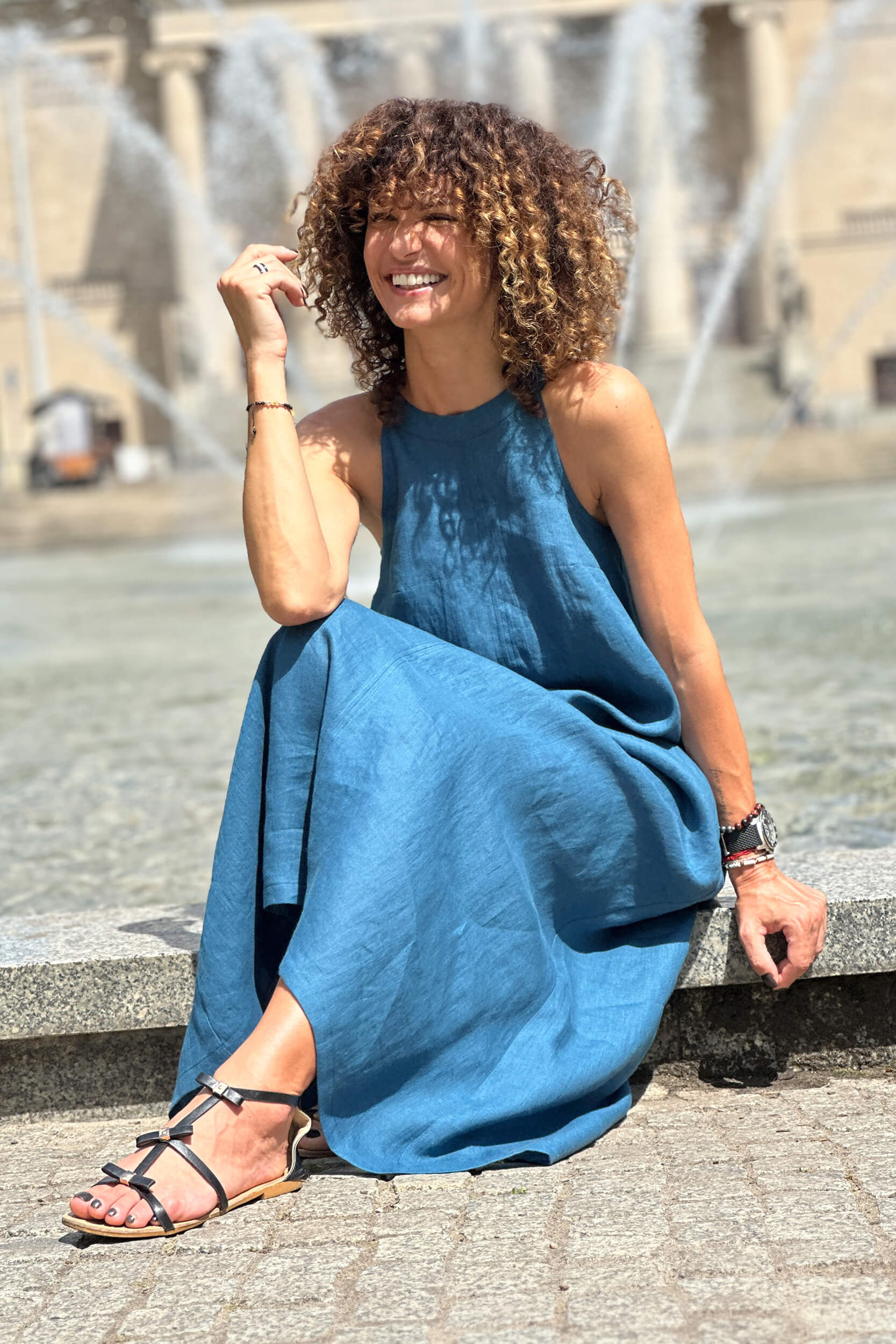 Kleid 100% Leinenhalfter