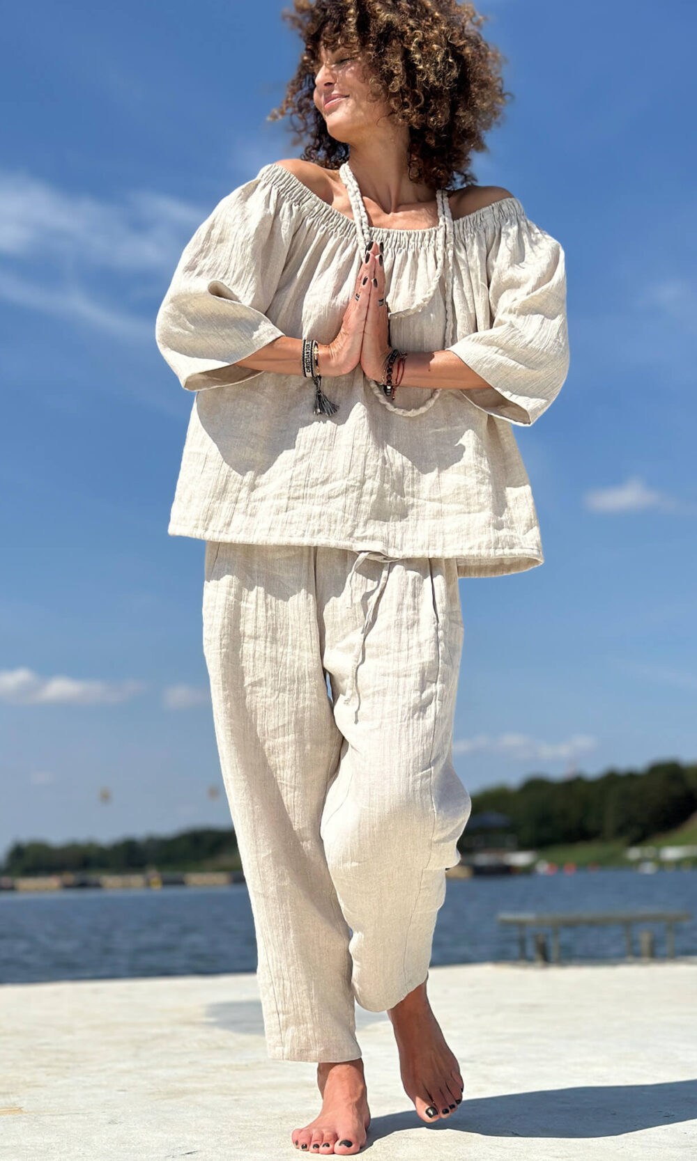 Baggy-Bluse aus Leinen