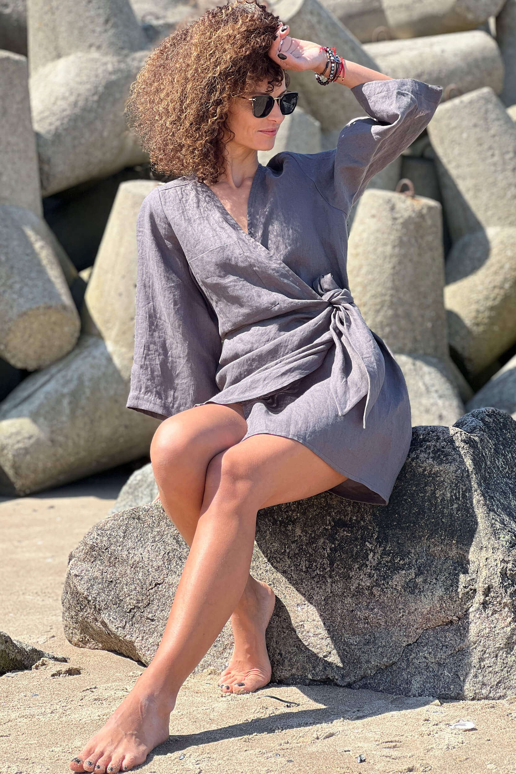 Sukienka len wiązana – Bild 4