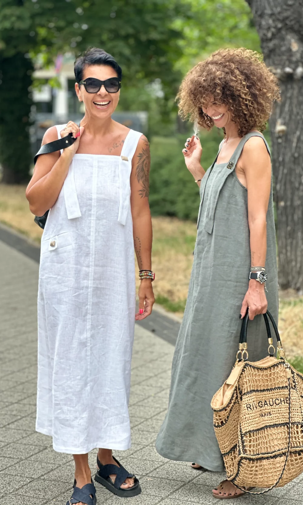 Leinenkleid mit Hosenträgern