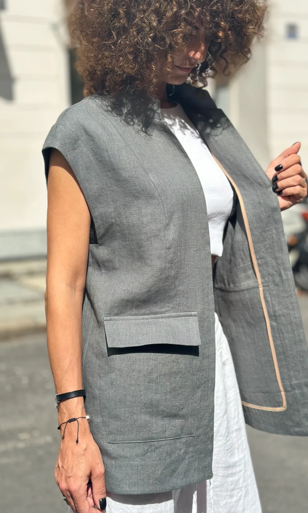 Long linen waistcoat