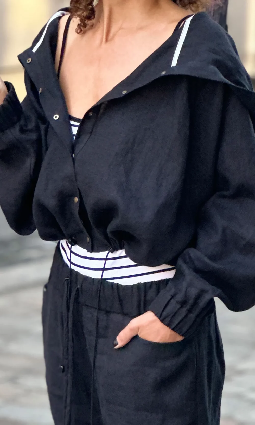 Leinen-Sweatshirt mit Reißverschluss