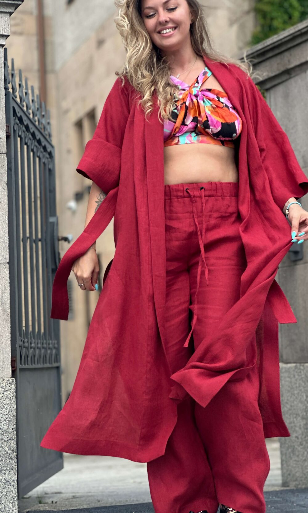 HER+ Kimono aus Leinen, lang