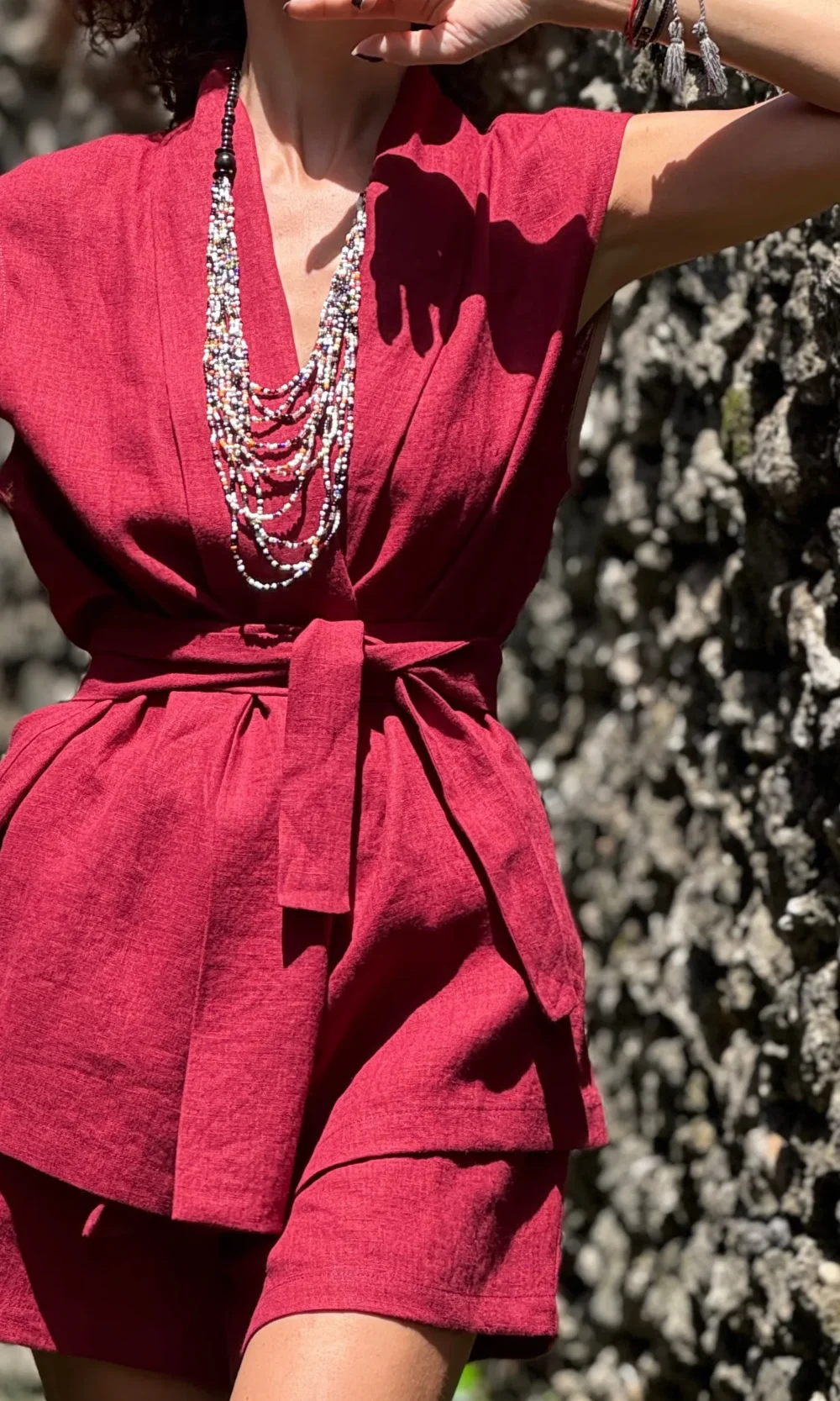 Leinenweste mit Gürtel