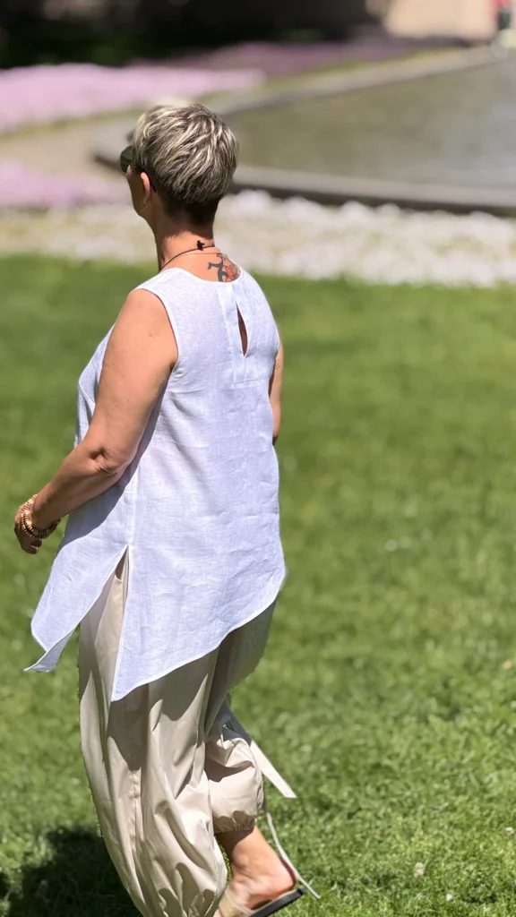 asymmetrische Leinenbluse