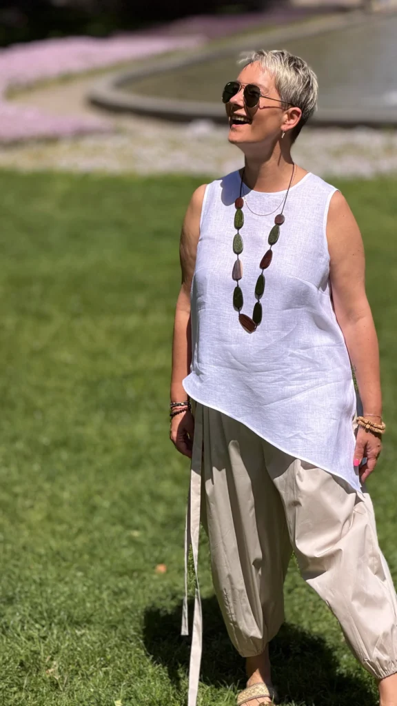 asymmetrische Leinenbluse
