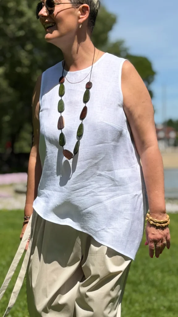 asymmetrische Leinenbluse