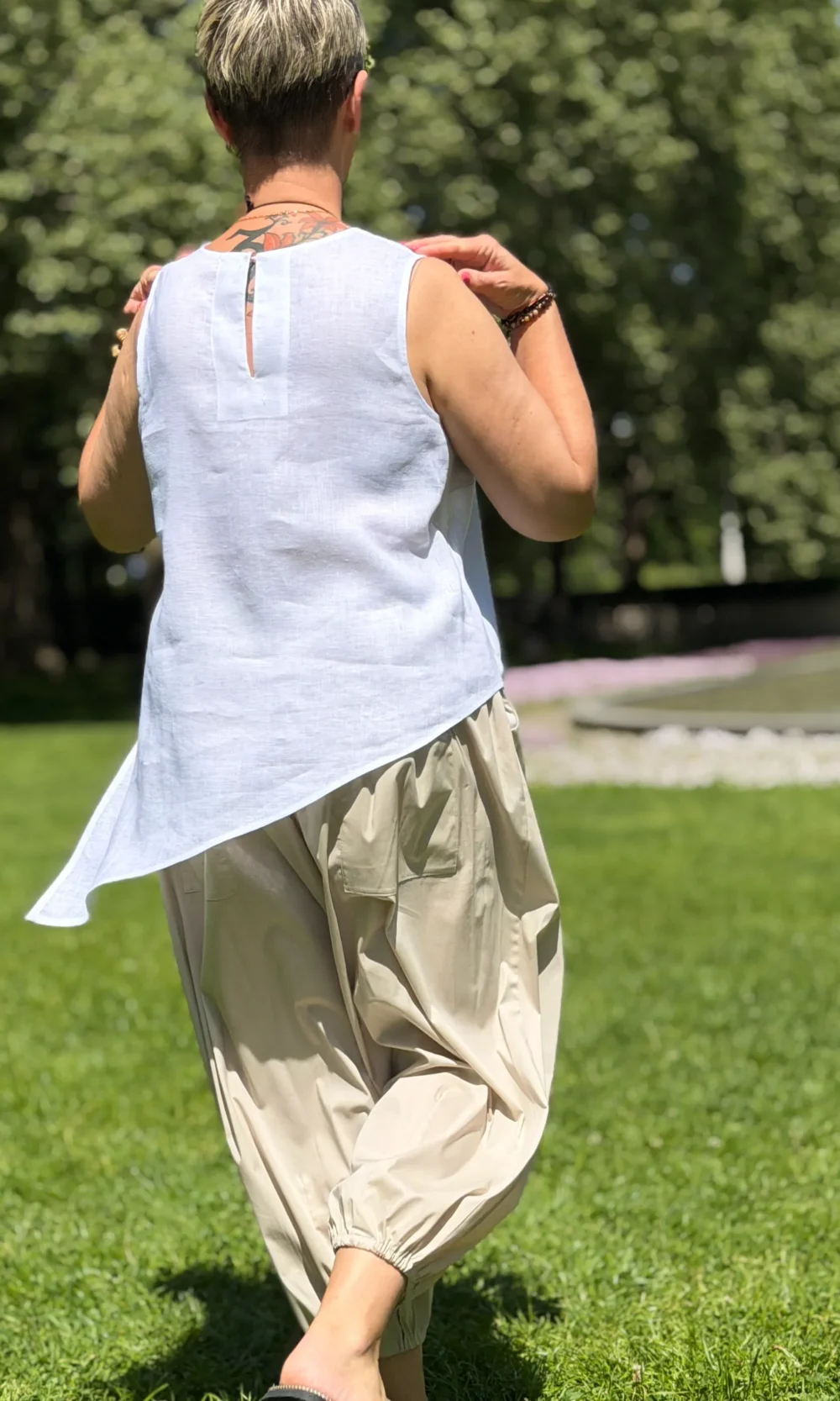 asymmetrical linen blouse