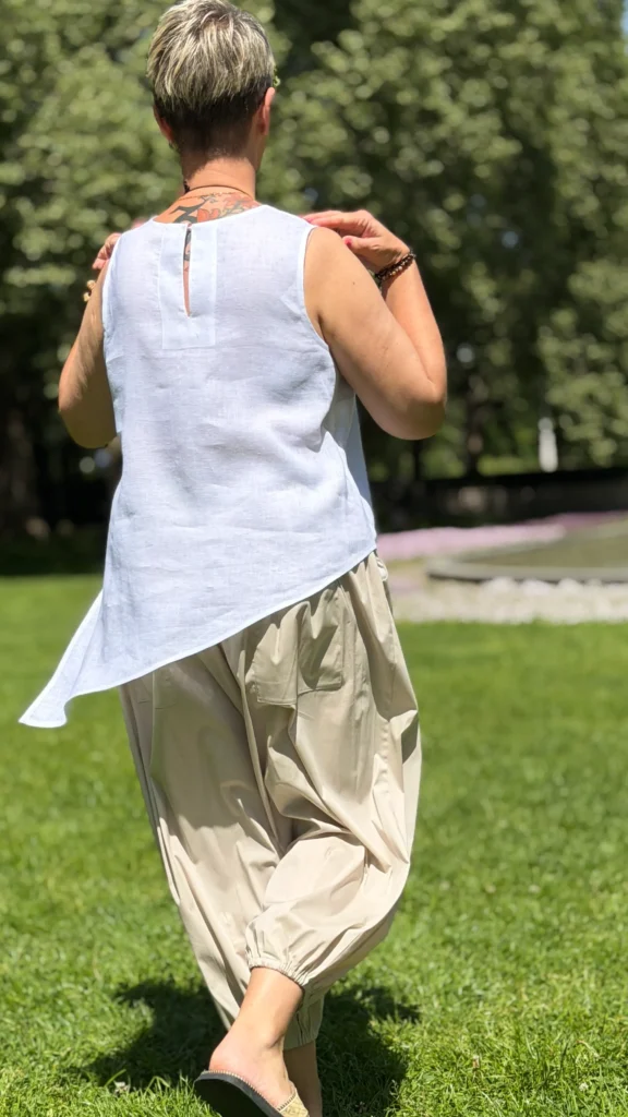 asymmetrische Leinenbluse