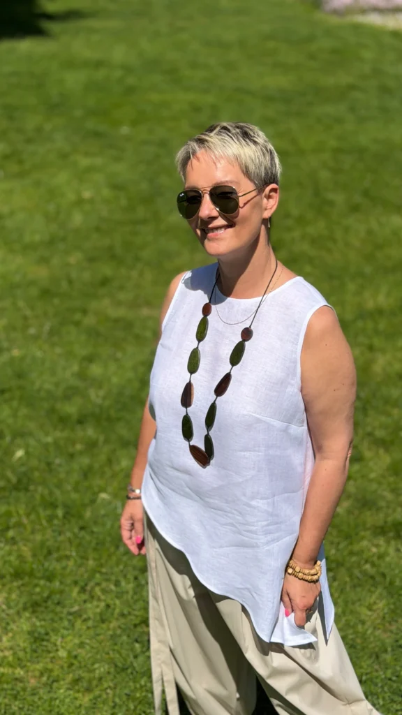 asymmetrische Leinenbluse