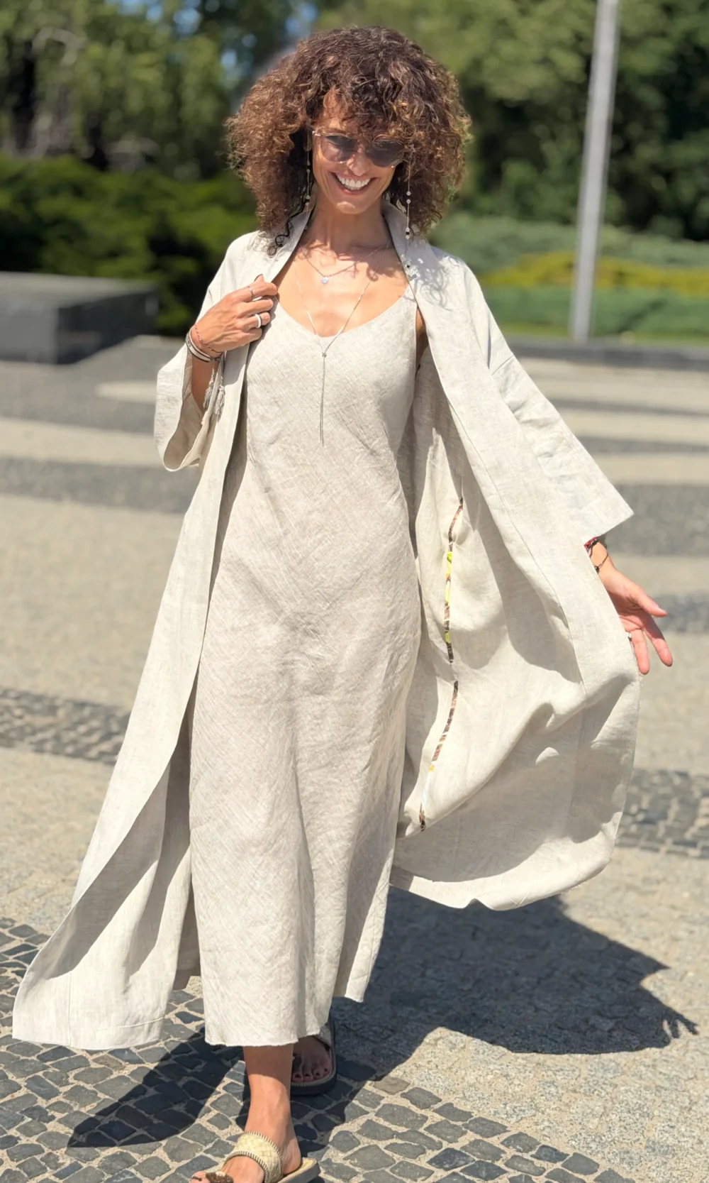 Kimono len długie UNI