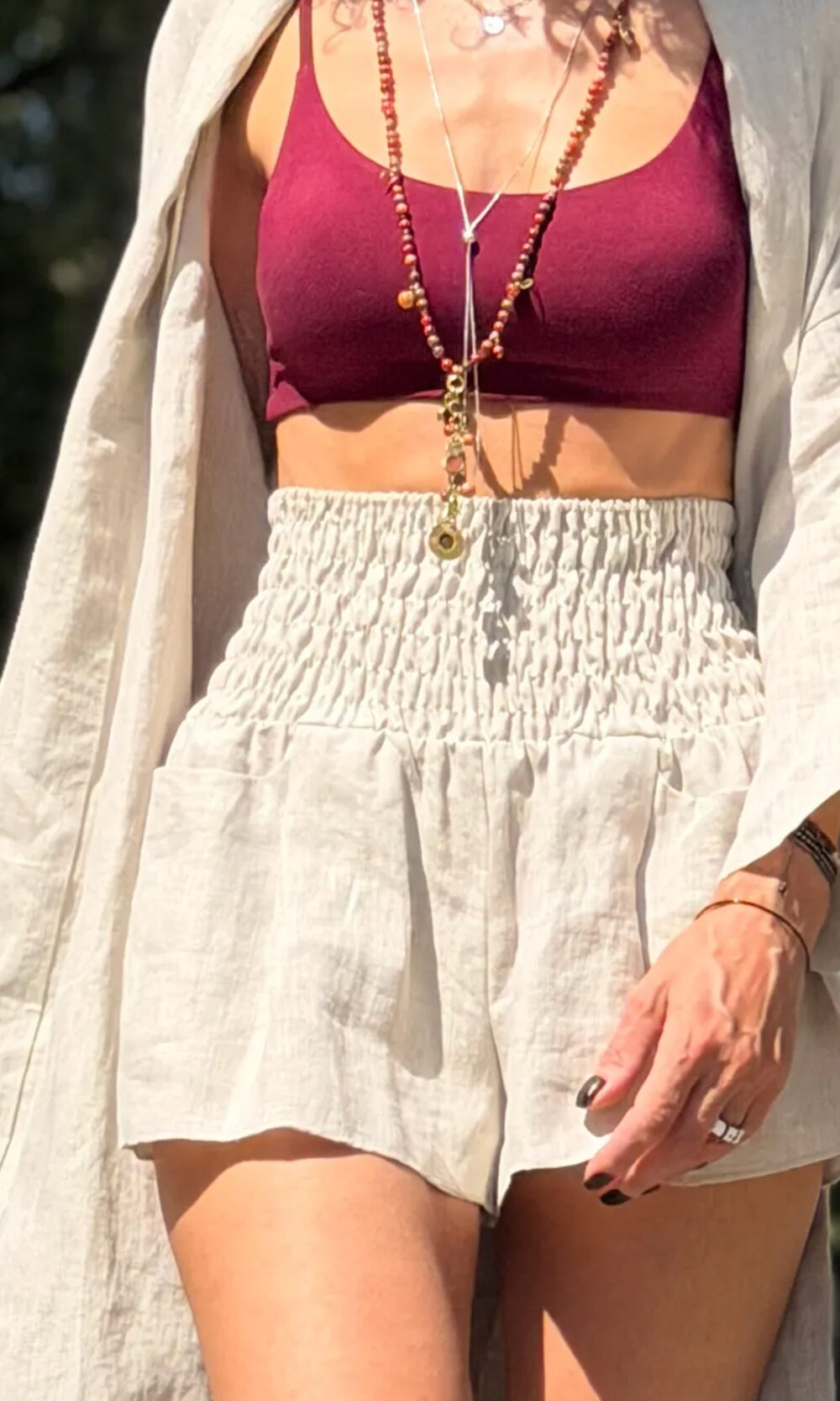 Linen baggy shorts
