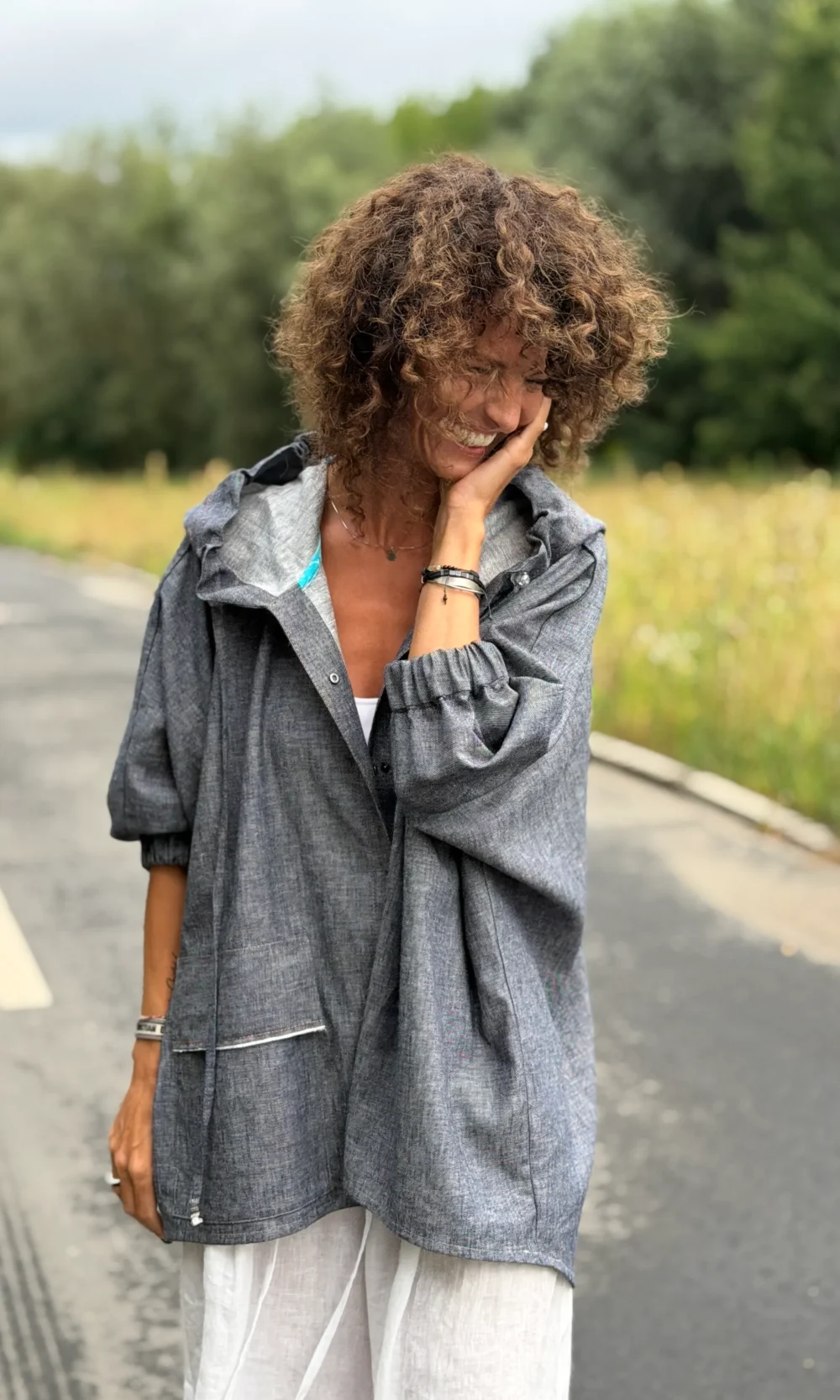 koszula denim len