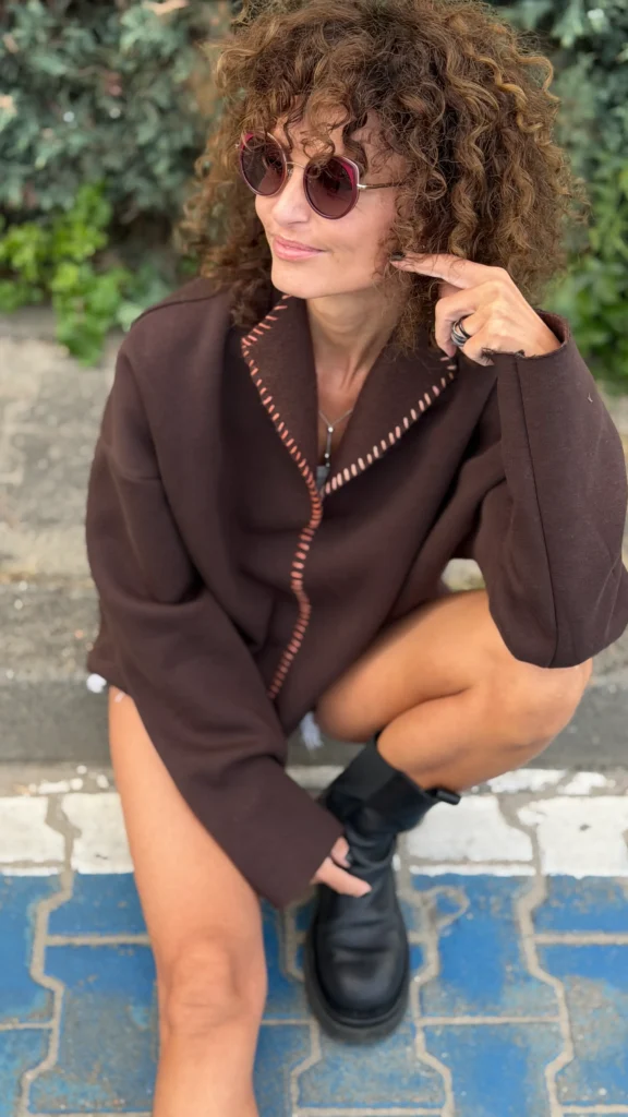 Bluza z przeszyciami półgolf
