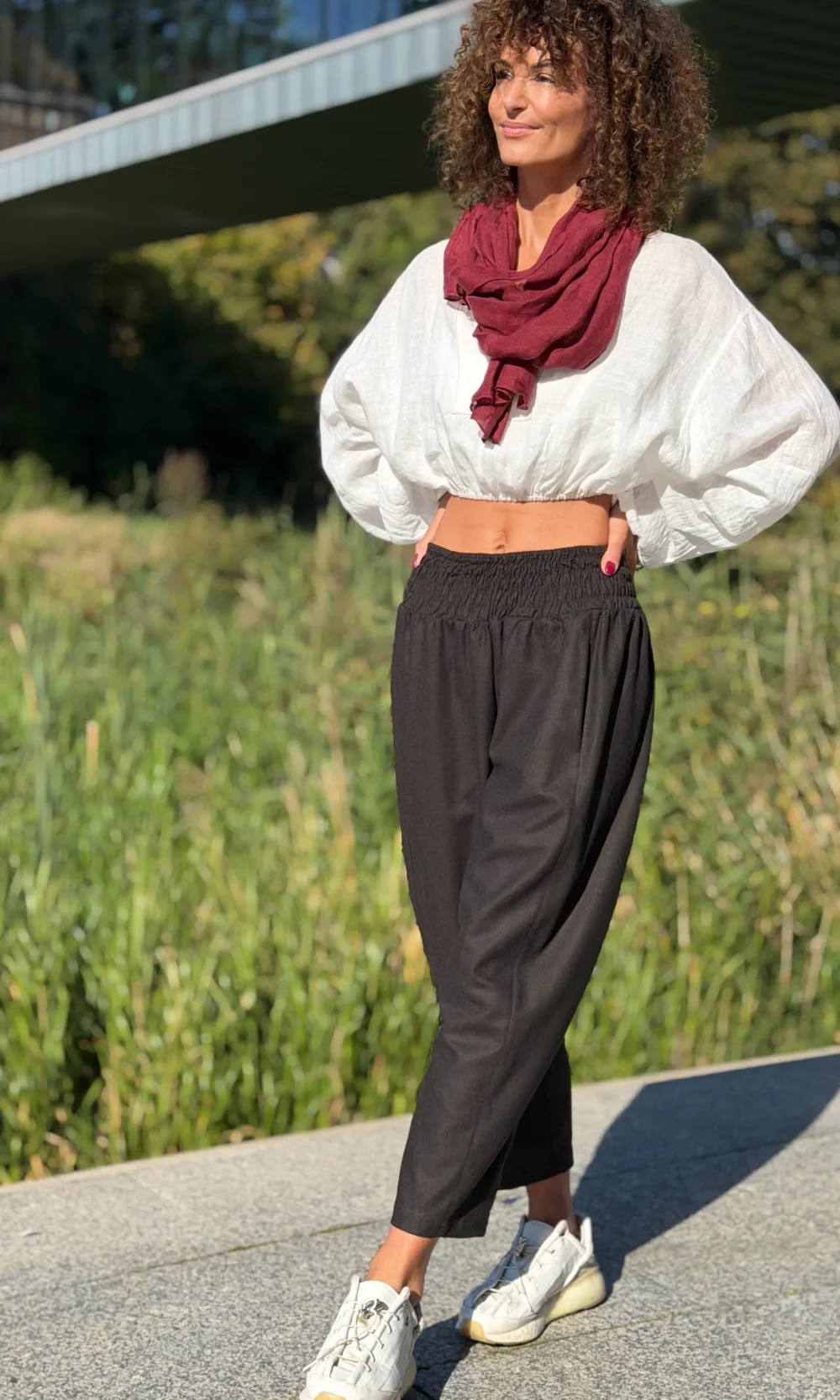 spodnie baggy wełna
