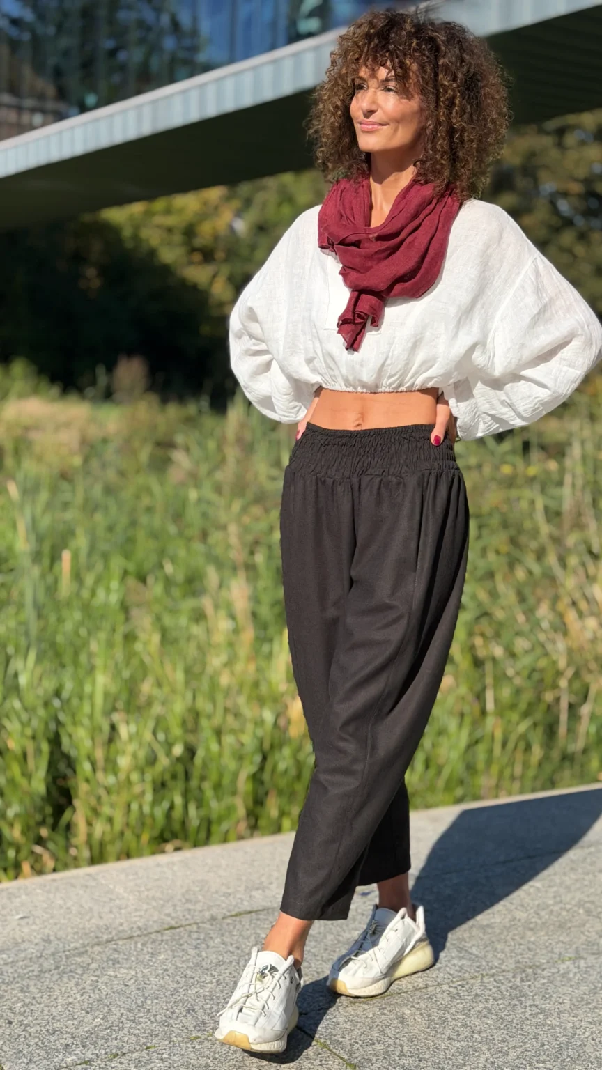 spodnie baggy wełna